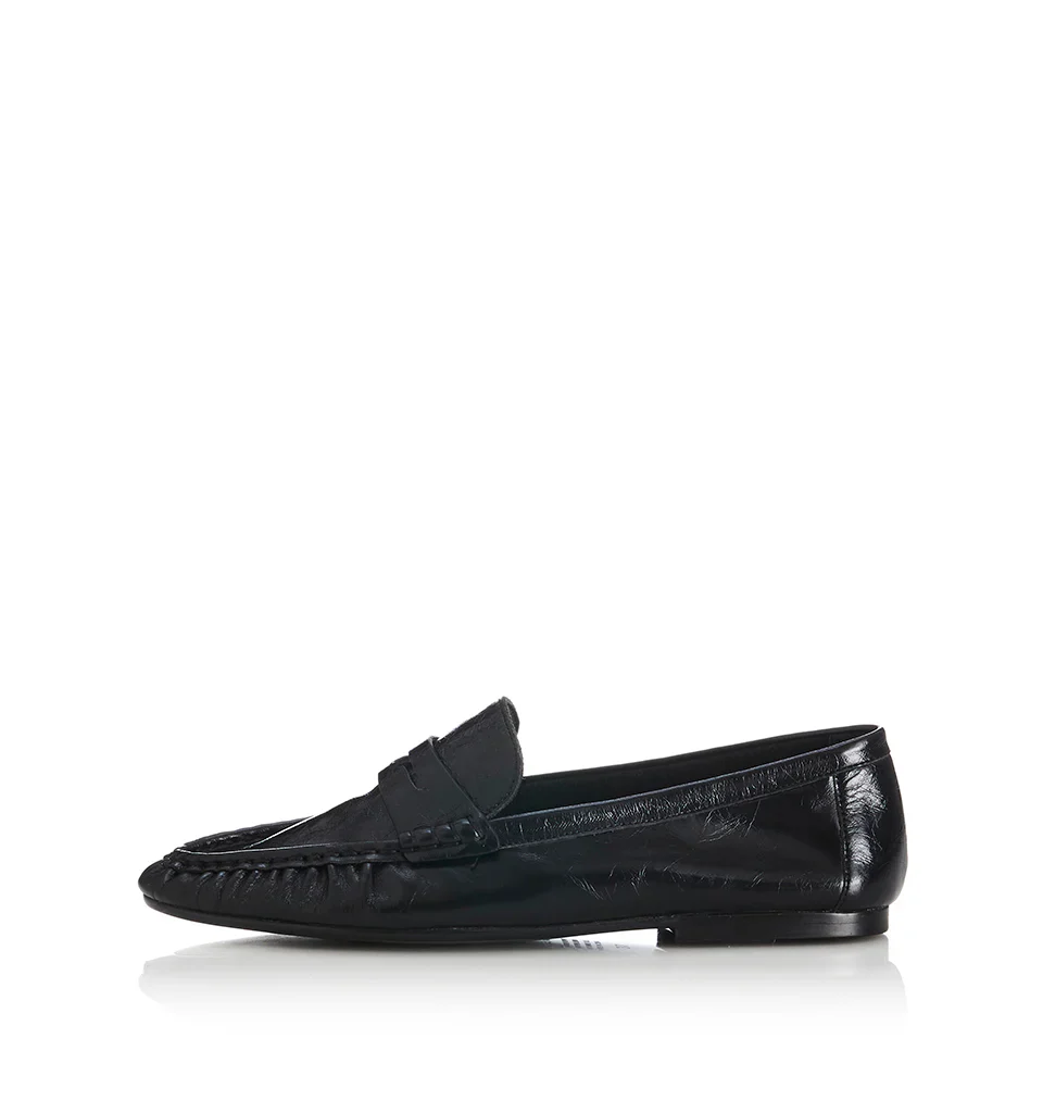 ALIAS MAE Womens Ivana Leather Loafer Shoes - Black Oily Leather - Image 4
