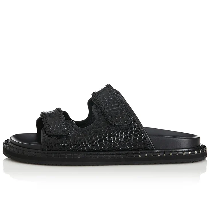 ALIAS MAE Womens Paros Leather Sandals - Black Croc - Image 2
