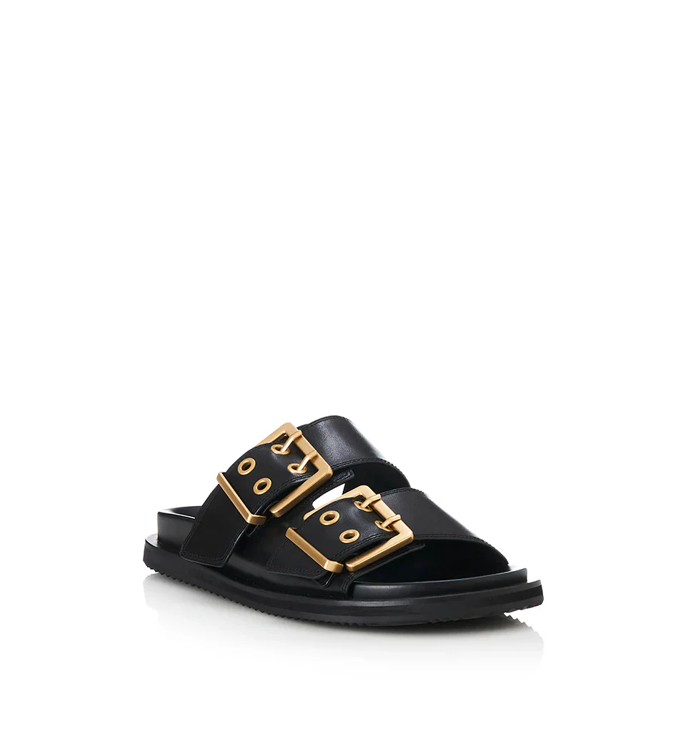ALIAS MAE Womens Patterson Leather Sandals - Black Leather - Image 3
