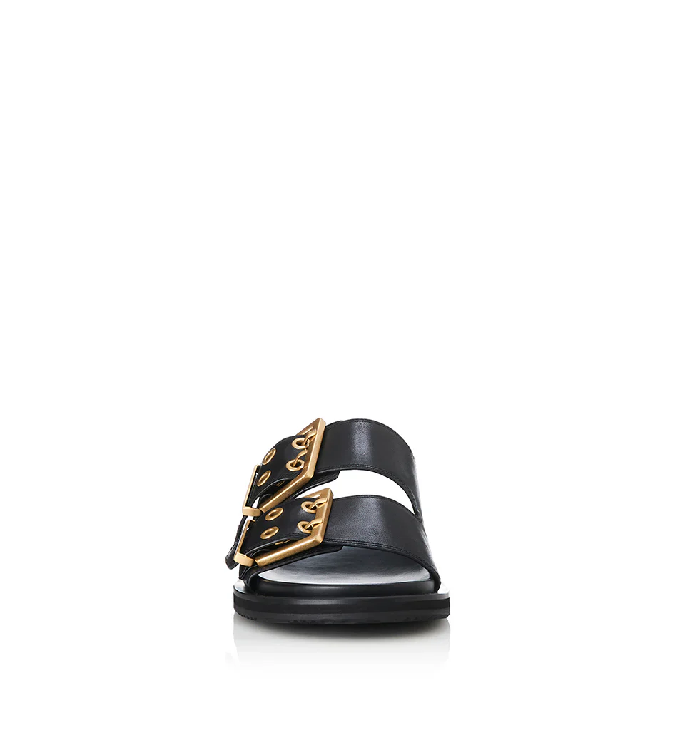 ALIAS MAE Womens Patterson Leather Sandals - Black Leather - Image 4