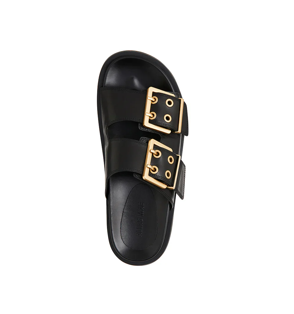 ALIAS MAE Womens Patterson Leather Sandals - Black Leather - Image 5