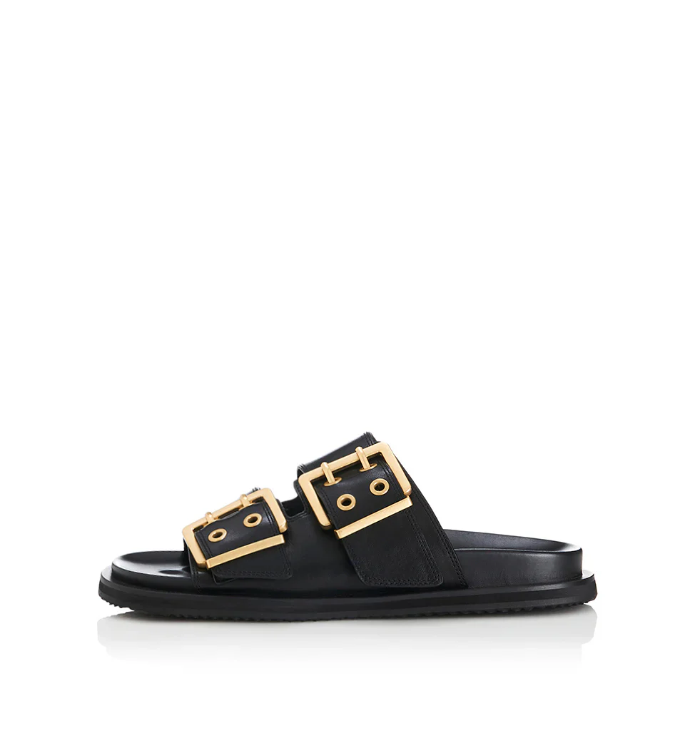ALIAS MAE Womens Patterson Leather Sandals - Black Leather - Image 6