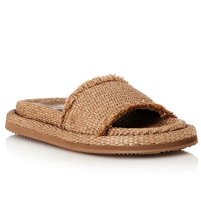 ALIAS MAE Womens Tyla Pecan Raffia Slides - Image 2