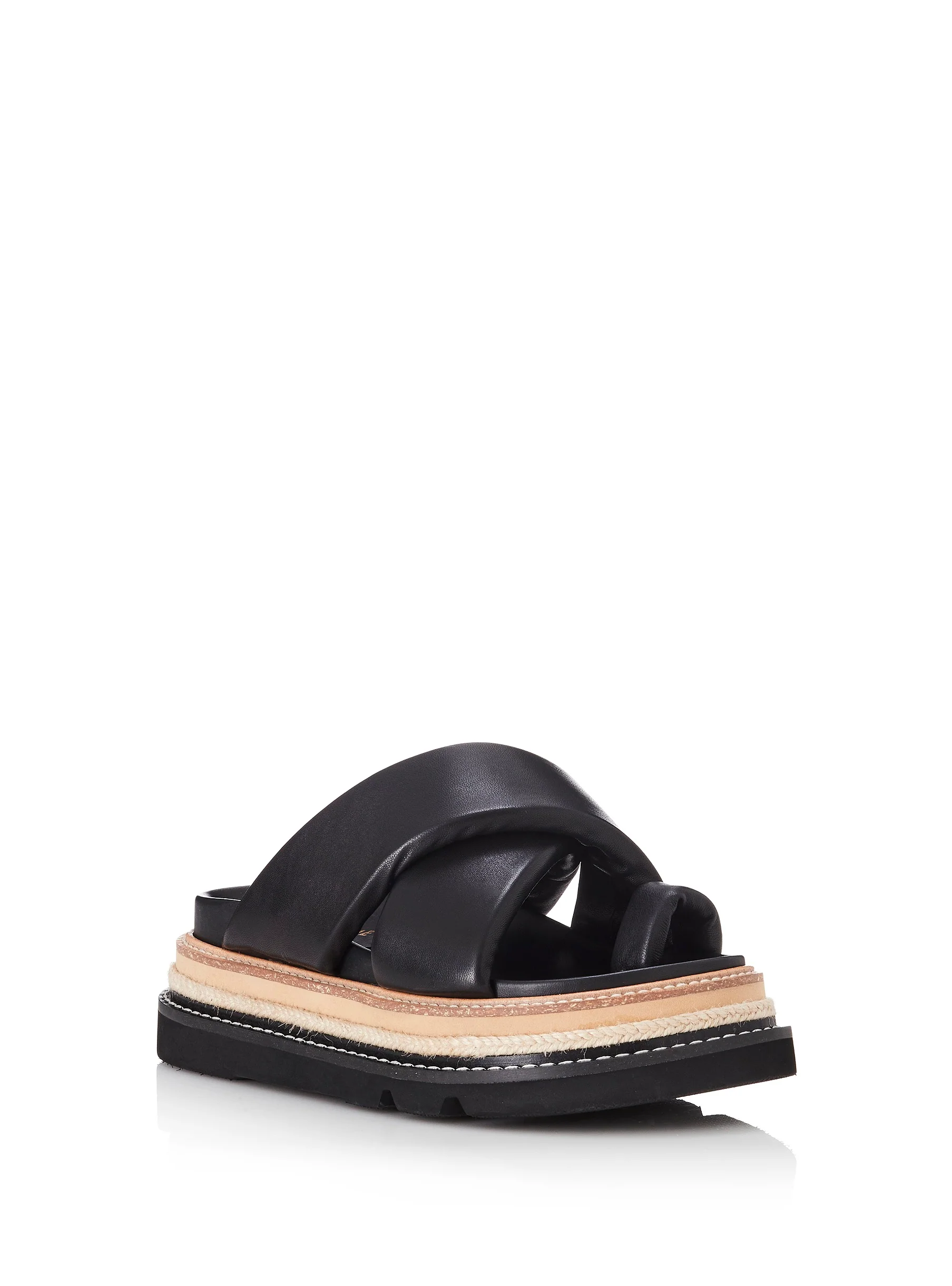ALIAS MAE Womens Venga Black Leather Slides - Image 4