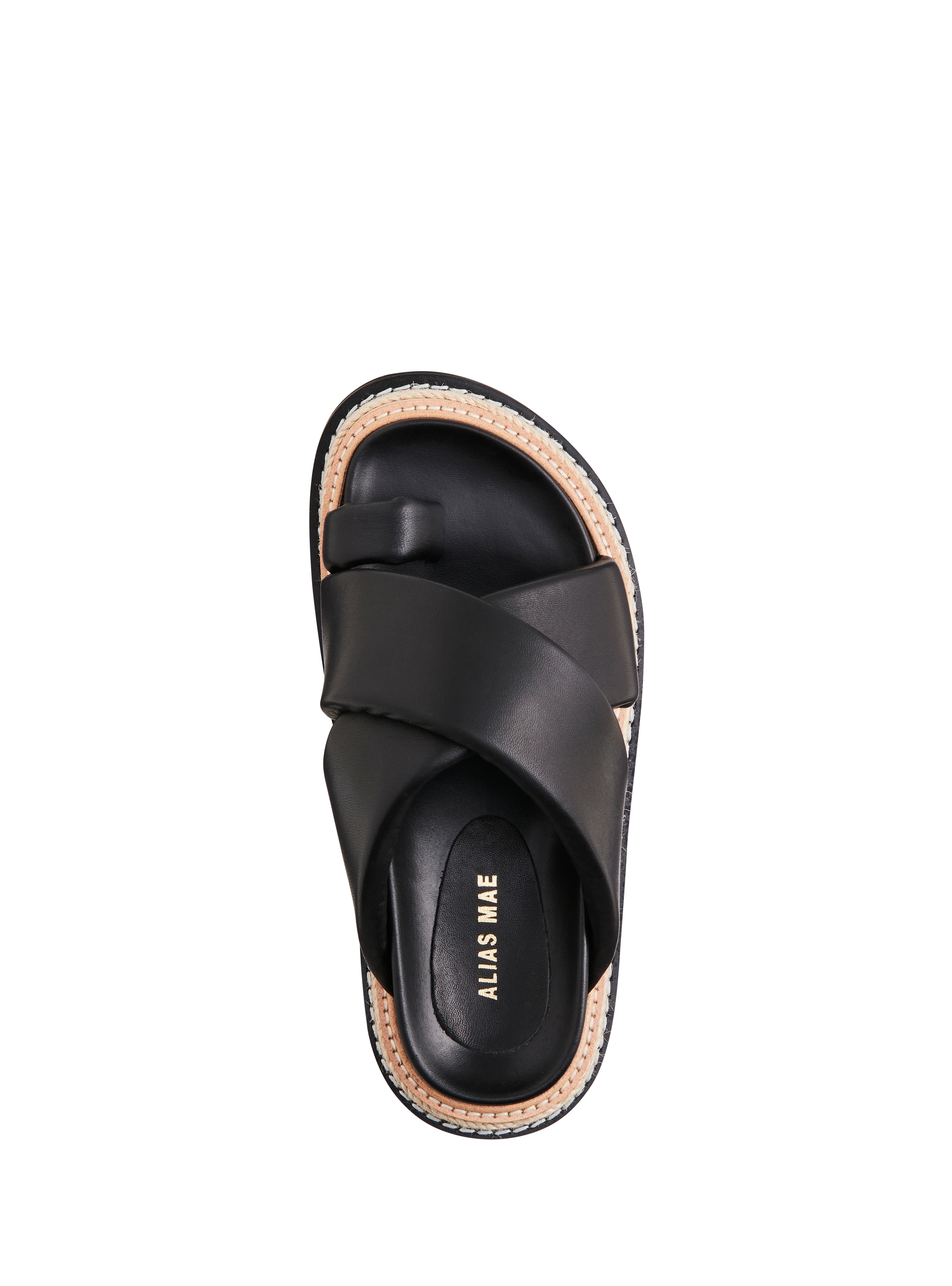 ALIAS MAE Womens Venga Black Leather Slides - Image 5
