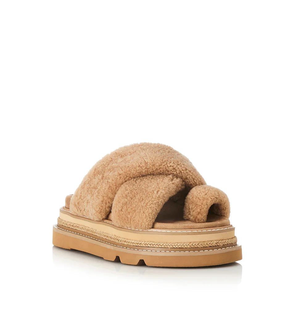 ALIAS MAE Womens Venga Sandals - Fawn Shearling - Image 4