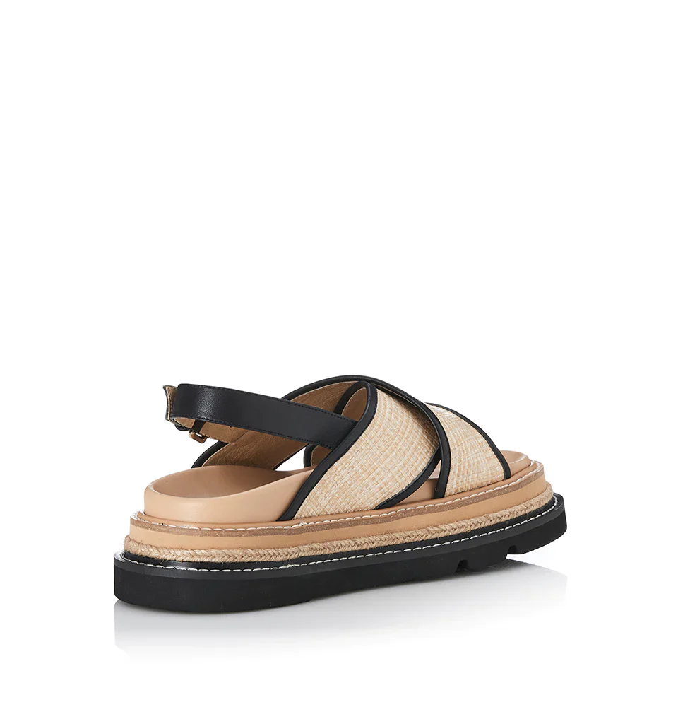 ALIAS MAE Womens Verona Sandals - Black / Natural Raffia - Image 5