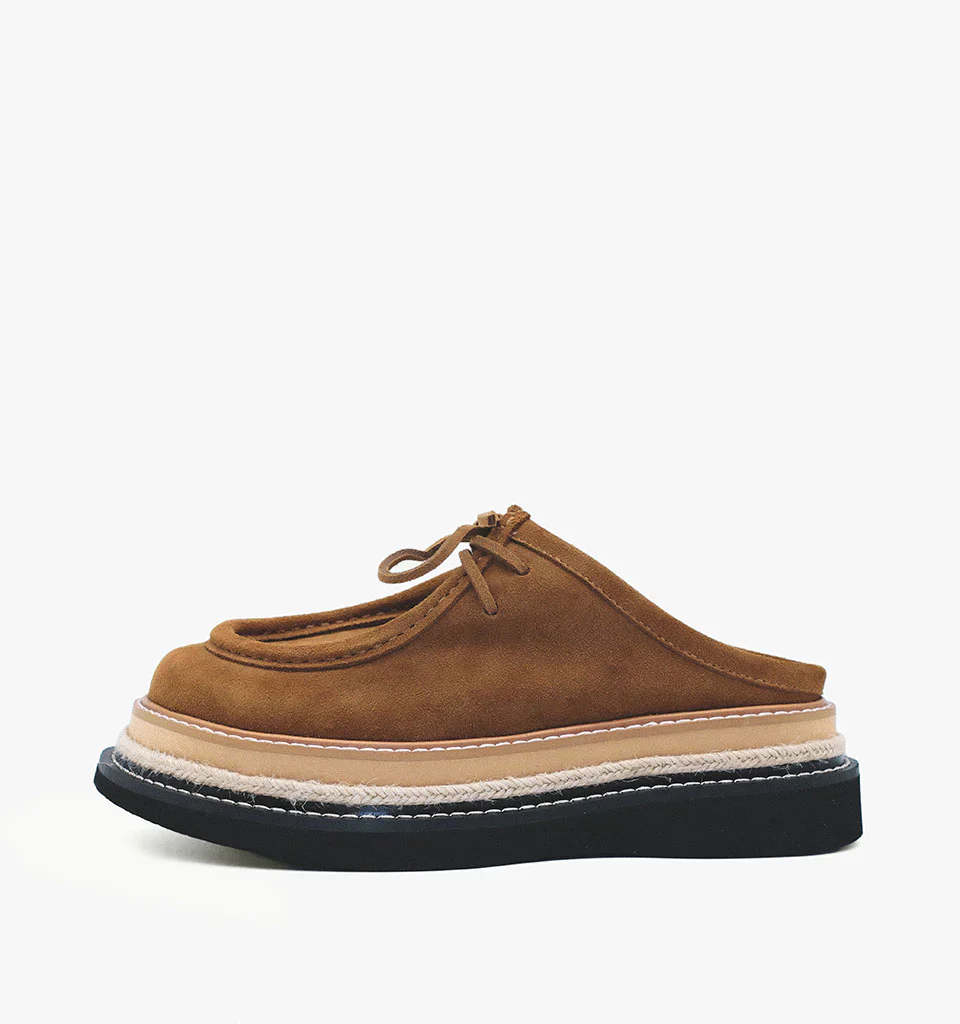 ALIAS MAE Womens Veronique Leather Slides in Mocha Suede - Image 2