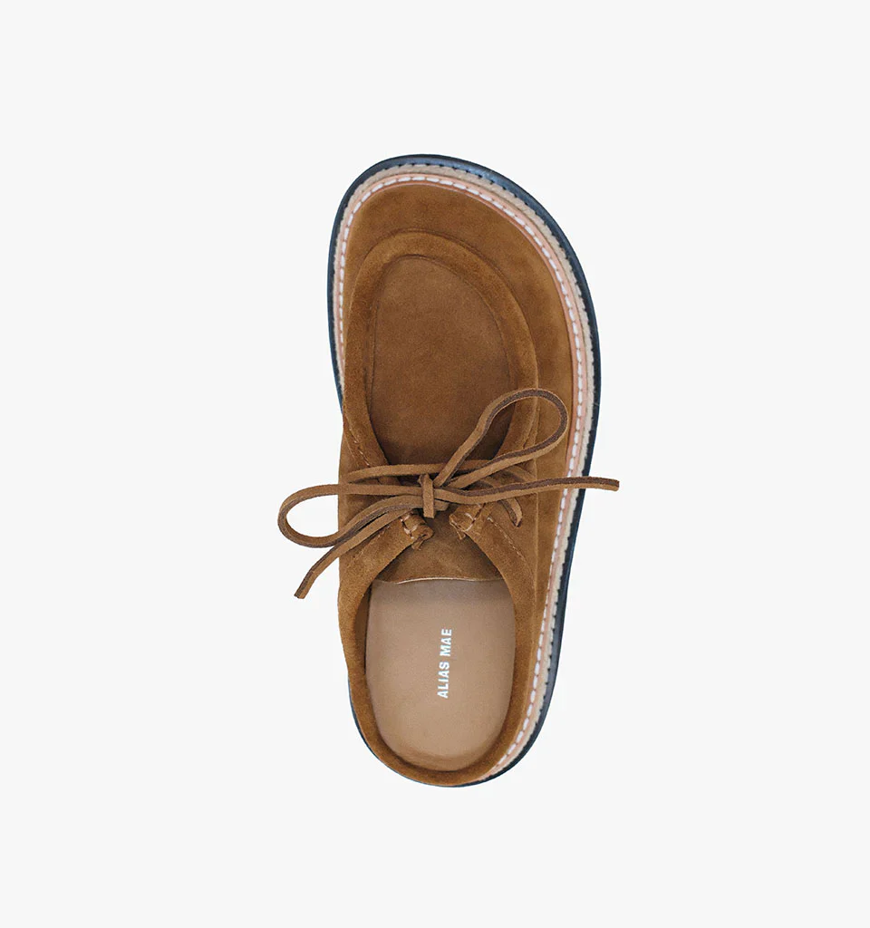 ALIAS MAE Womens Veronique Leather Slides in Mocha Suede - Image 3