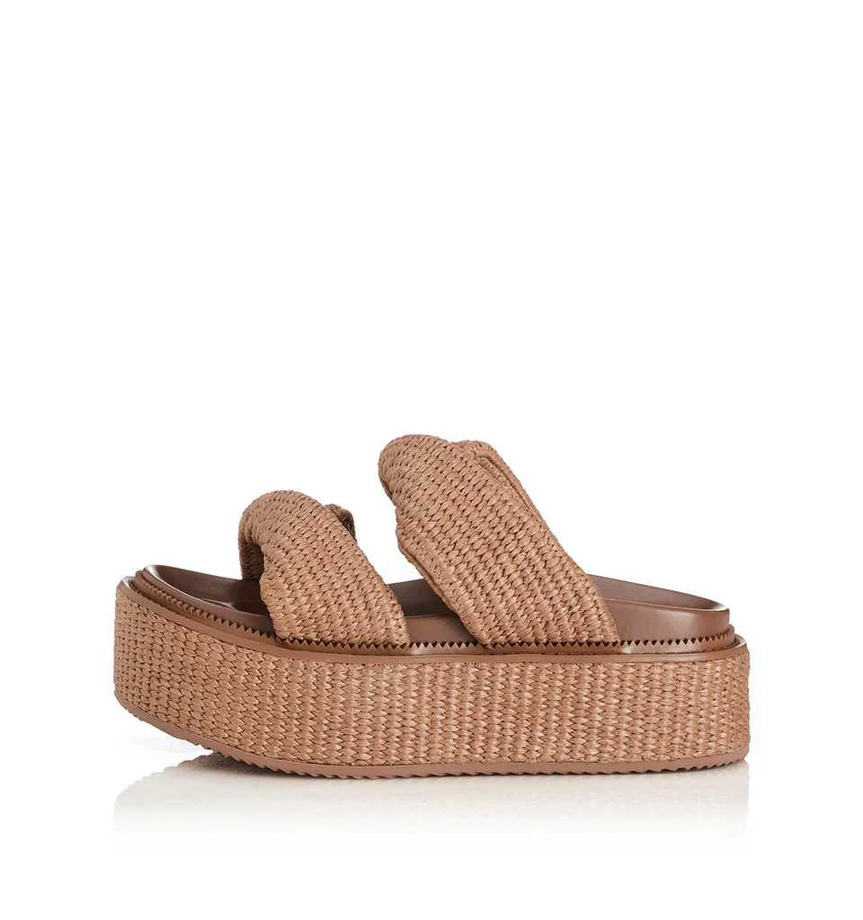ALIAS MAE Womens Yvette Chunky Flatform Sandals - Pecan Raffia - Image 2