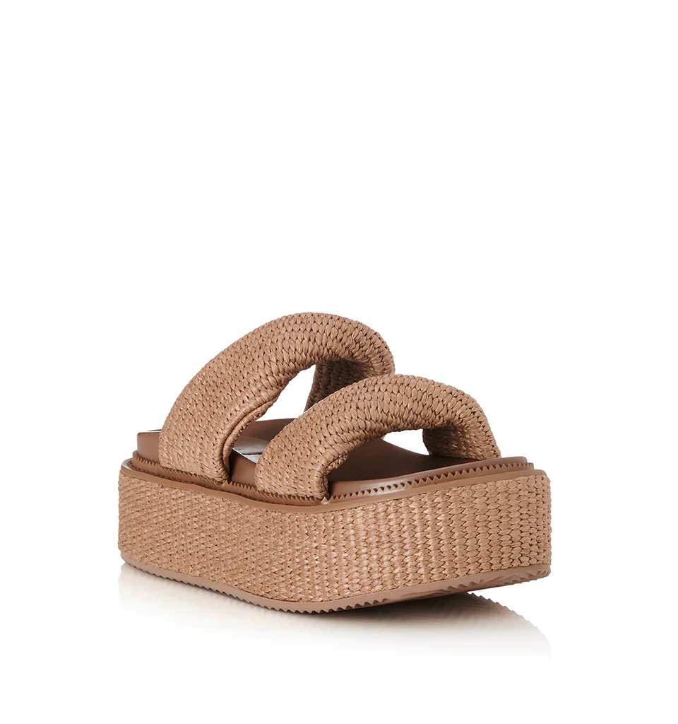 ALIAS MAE Womens Yvette Chunky Flatform Sandals - Pecan Raffia - Image 4