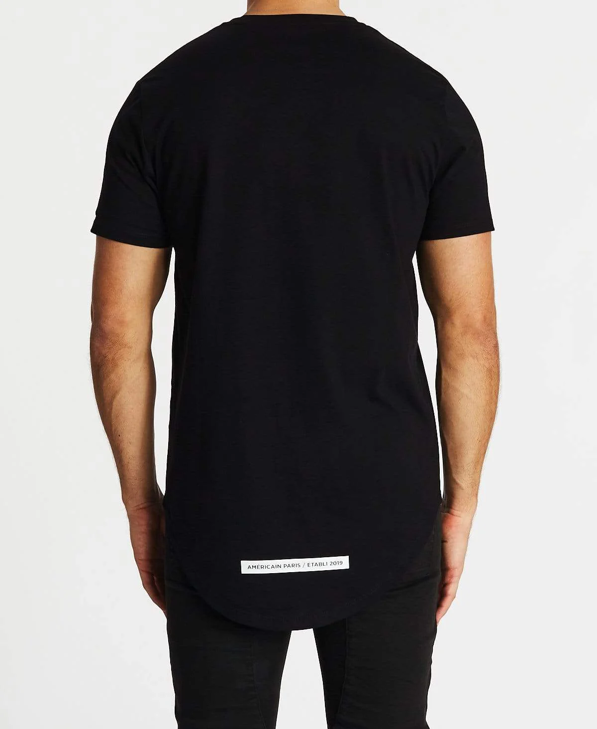 Americain MENS A LA MORT DUAL CURVED HEM TEE - JET BLACK - Image 4