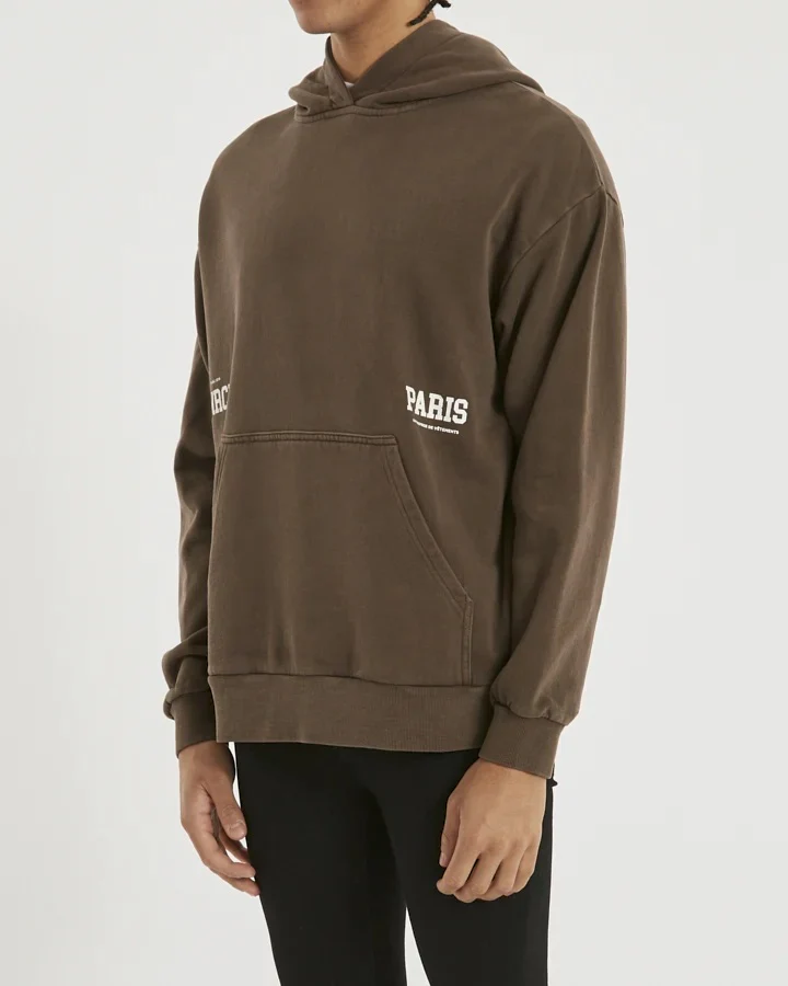 AMERICAIN Mens Ambition Relaxed Hooded Sweater Cocoa - Image 2