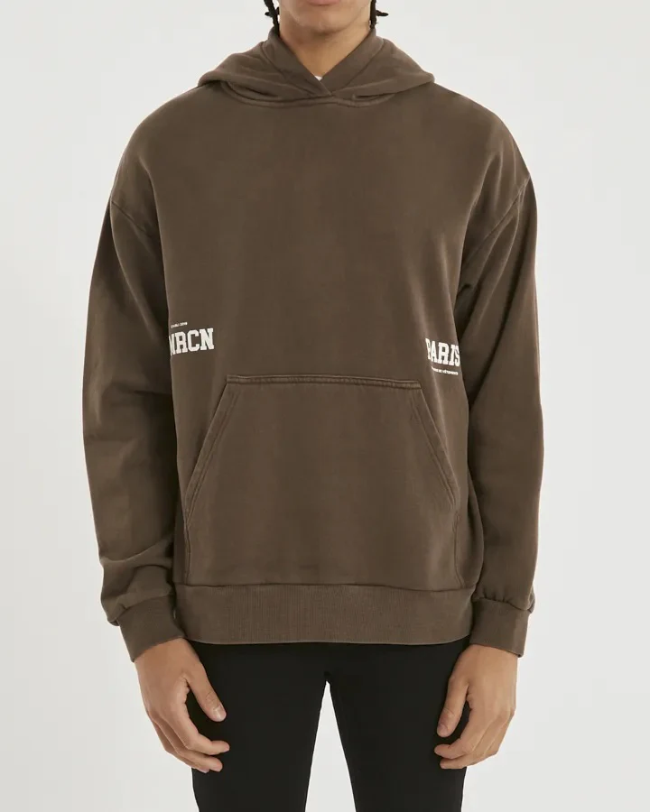 AMERICAIN Mens Ambition Relaxed Hooded Sweater Cocoa - Image 3
