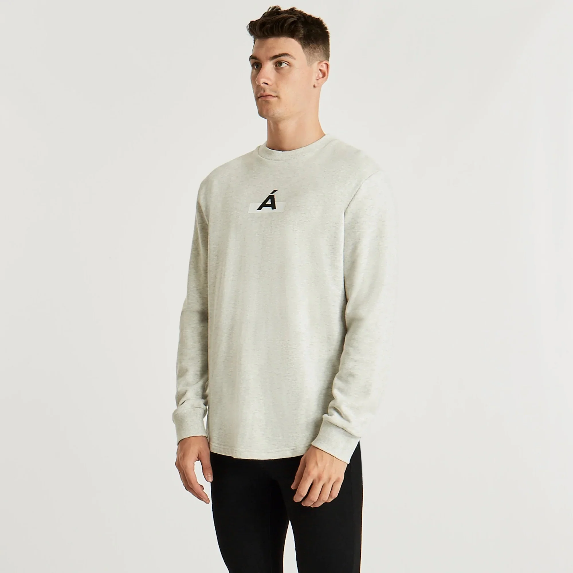 AMERICAIN Mens Atomique Dual Curved Hem Sweater Snow Marle - Image 5