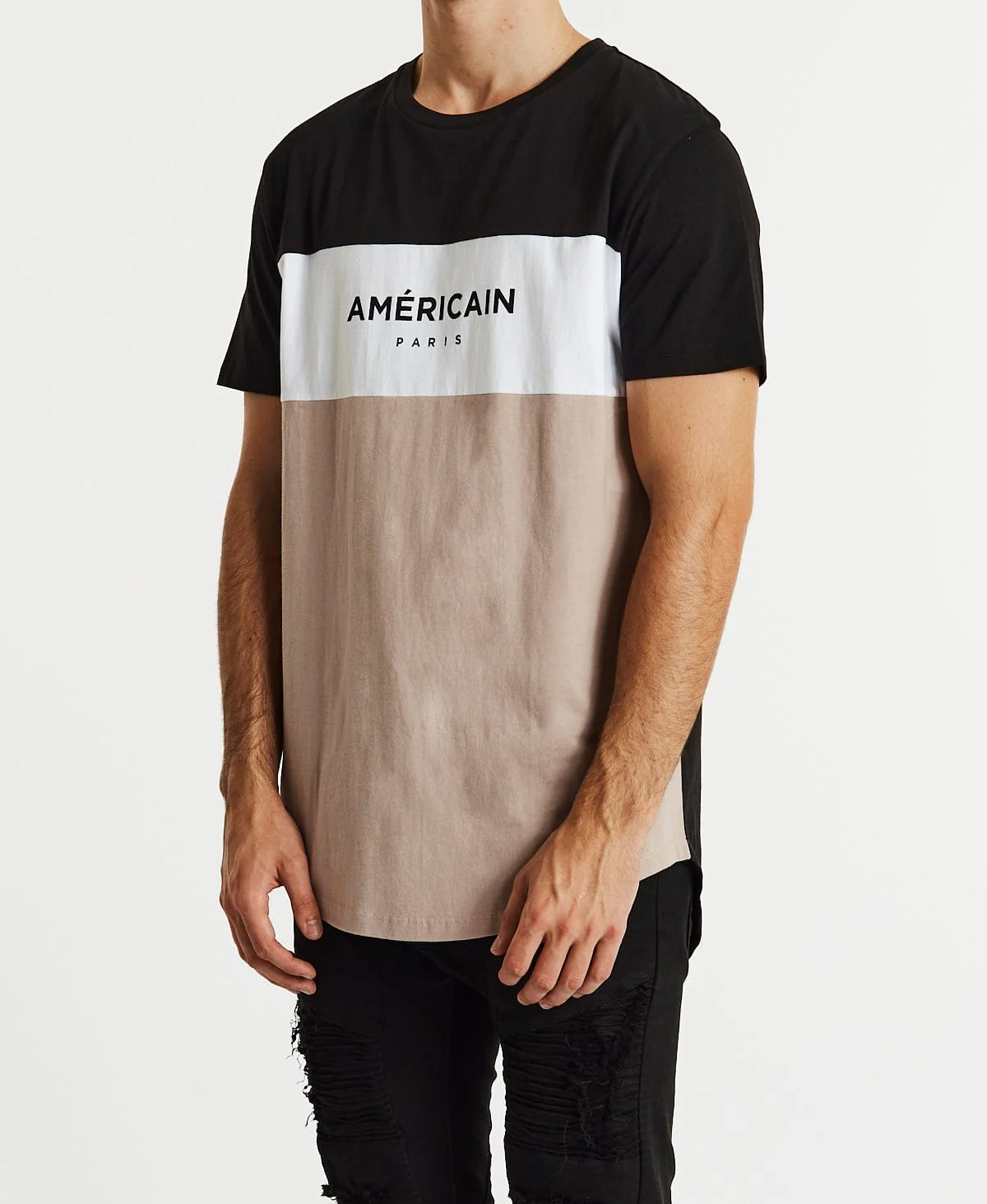 AMERICAIN Mens Decider Dual Curved Hem Tee Shirt Jet Black - Image 3