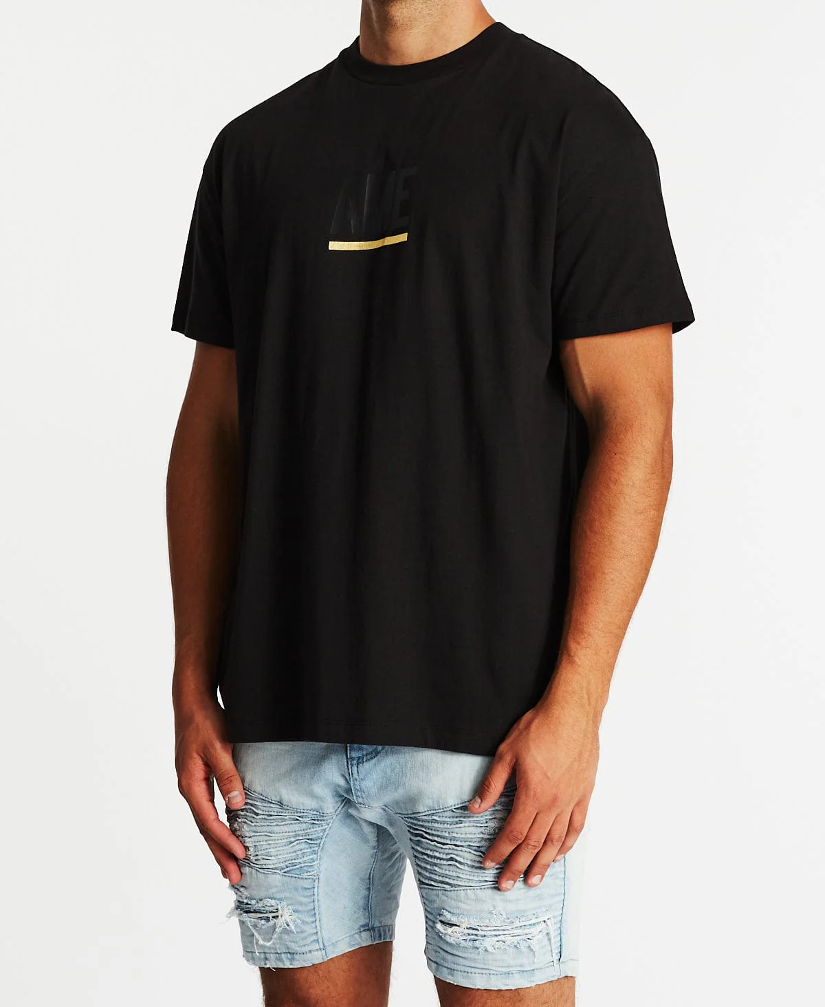 AMERICAIN Mens Flammes Oversized Tee Shirt Jet Black - Image 4