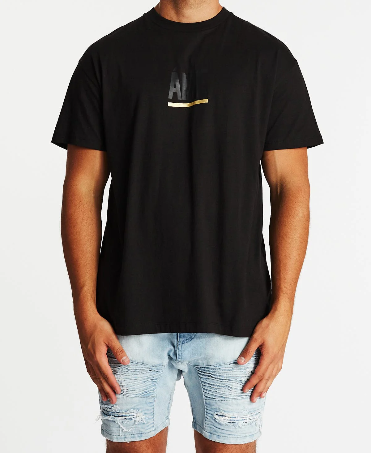 AMERICAIN Mens Flammes Oversized Tee Shirt Jet Black - Image 5