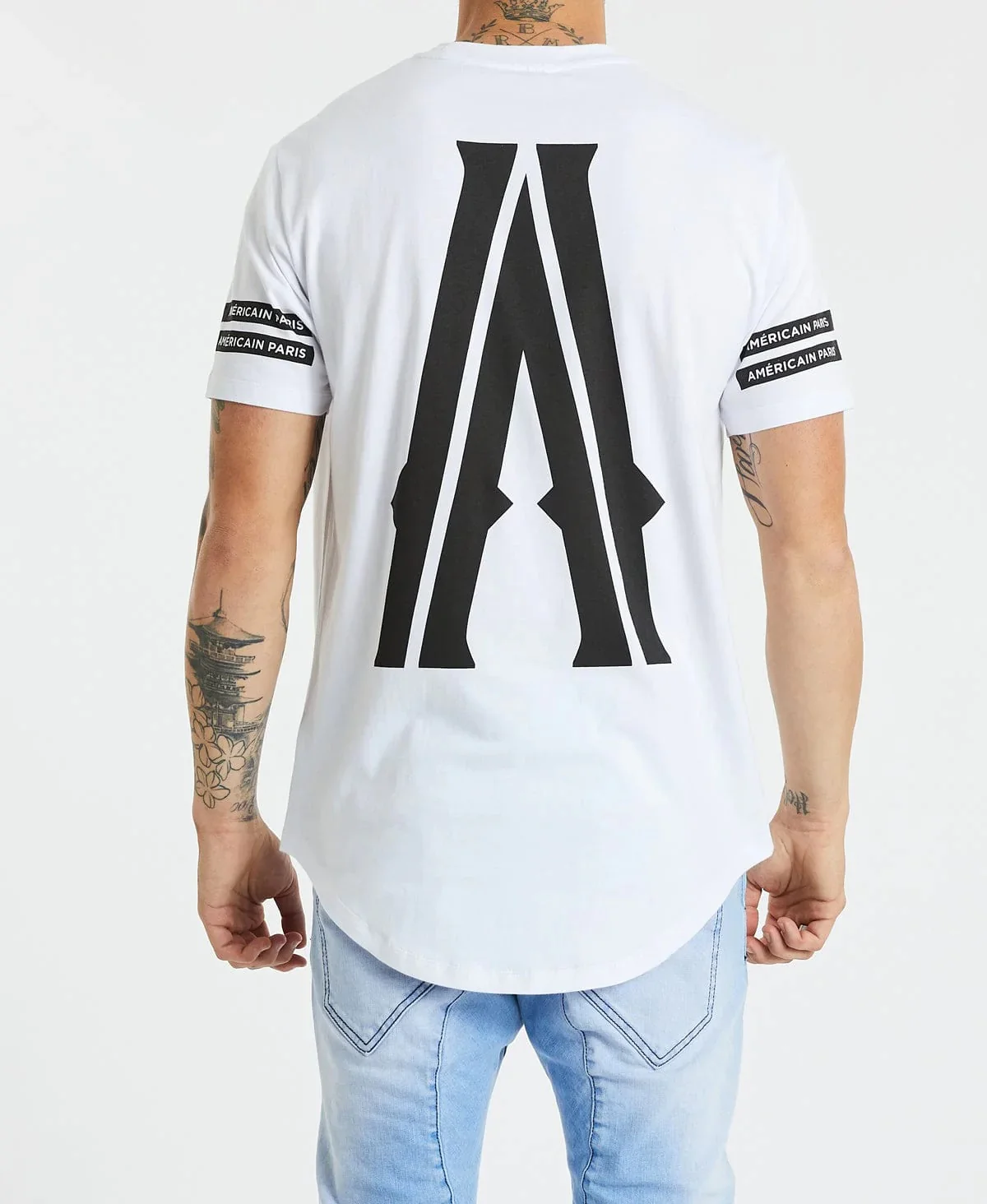 AMERICAIN Mens Hardwick Dual Curved Hem Tee Shirt White - Image 5