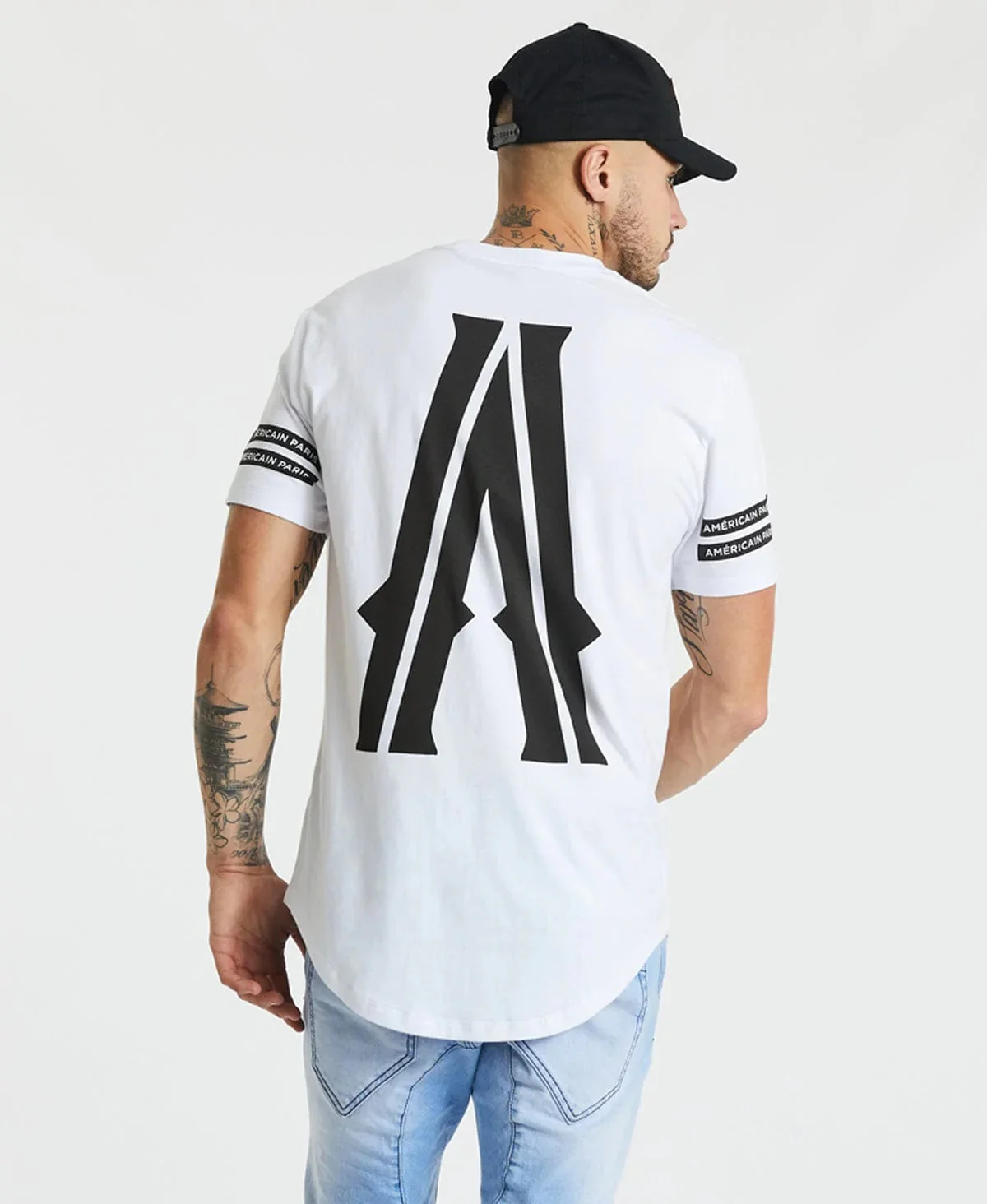 AMERICAIN Mens Hardwick Dual Curved Hem Tee Shirt White - Image 7