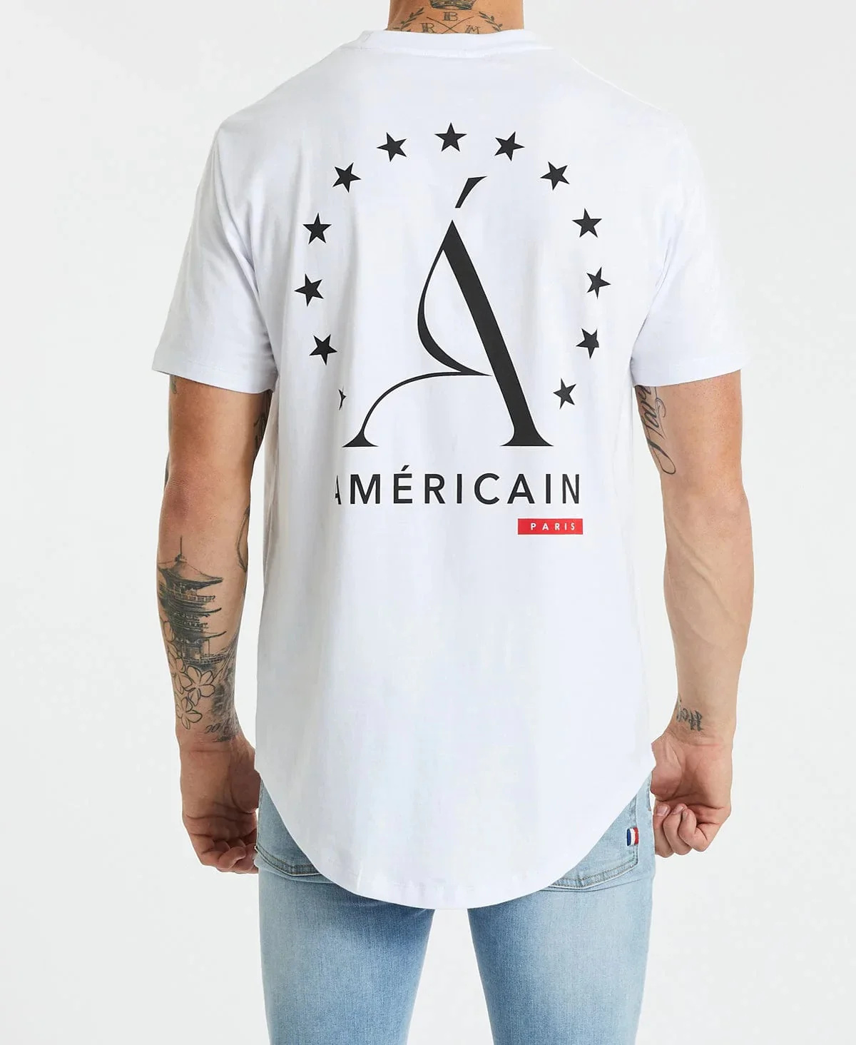 AMERICAIN Mens Hudson Dual Curved Hem Tee Shirt White - Image 6