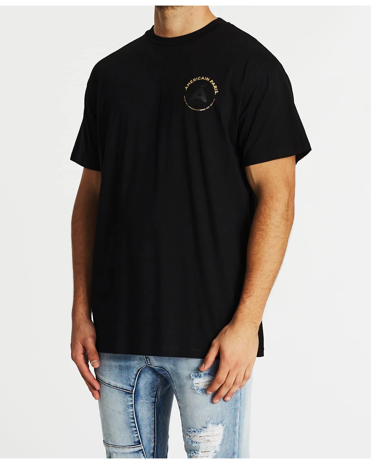 AMERICAIN Mens Jusqua La Fin Oversized Tee - Jet Black - Image 5