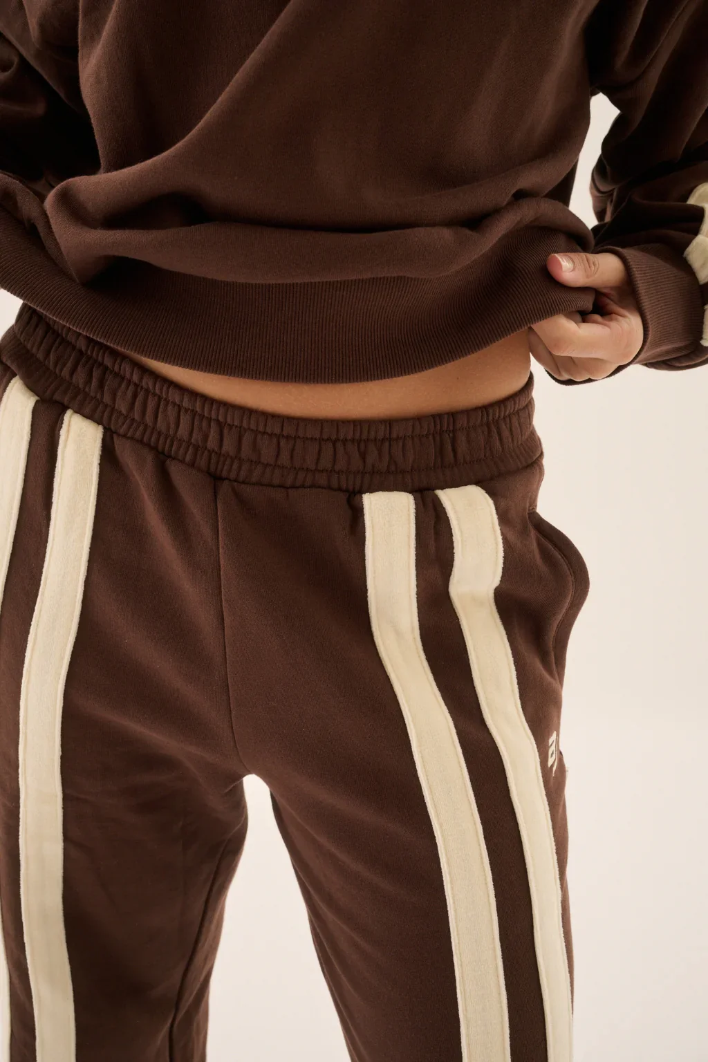 ARAMINTA JAMES Womens AJ Logo Stripe Trackpant in Chicory Coffee - Image 8
