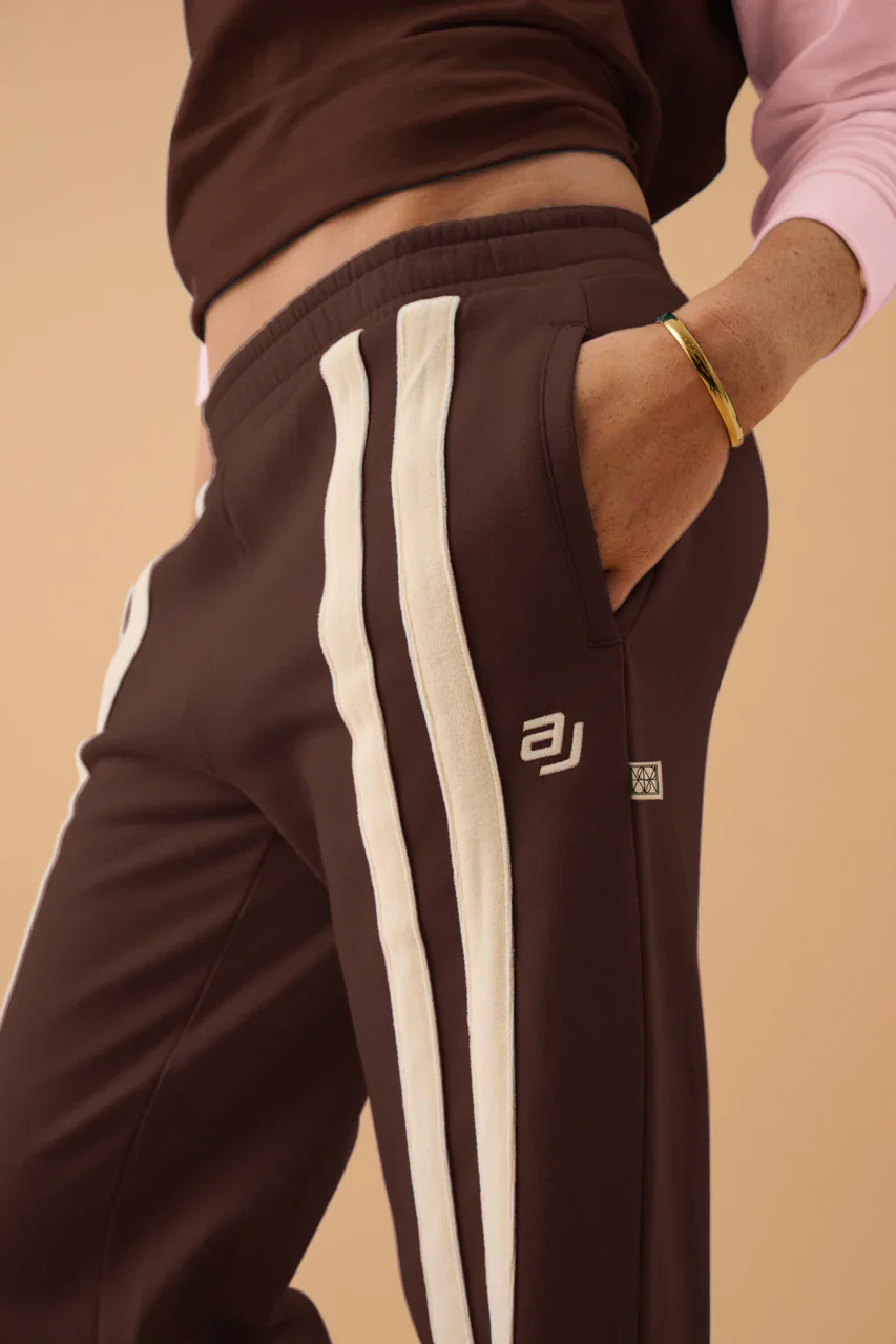 ARAMINTA JAMES Womens AJ Logo Stripe Trackpant in Chicory Coffee - Image 9