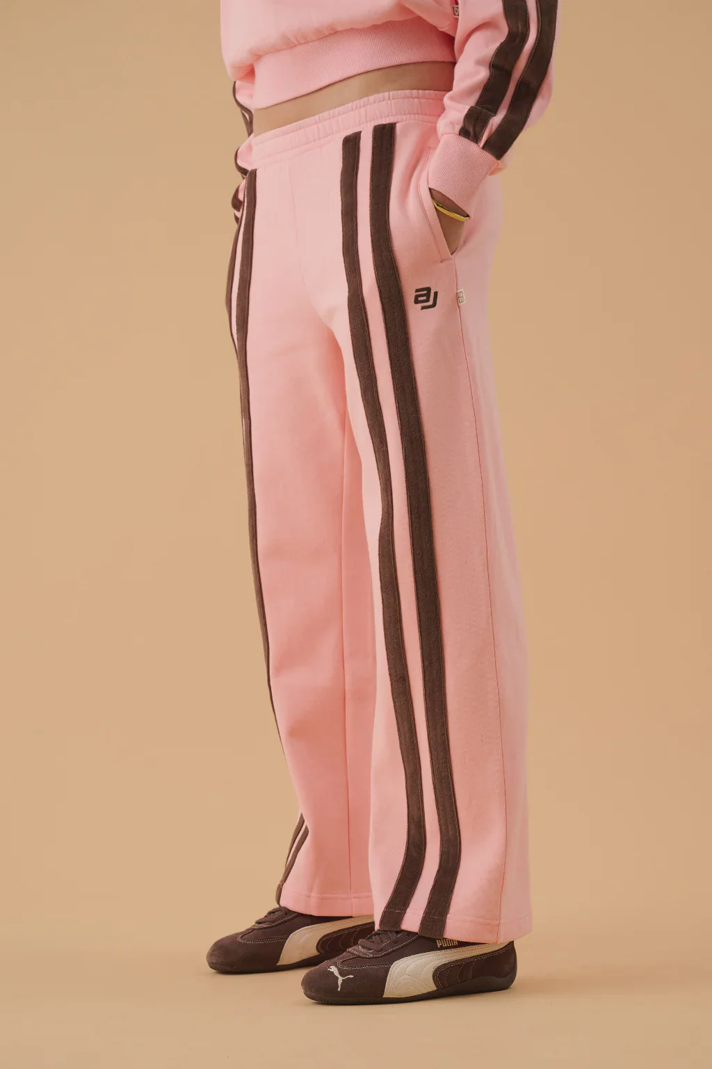 ARAMINTA JAMES Womens AJ Logo Stripe Trackpant in Rose Quartz