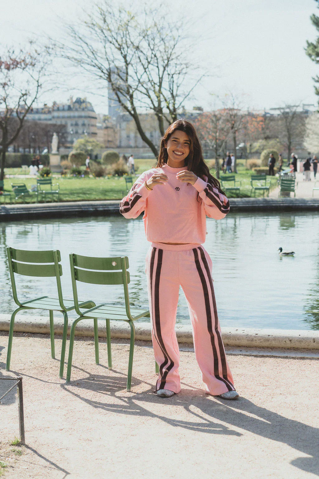ARAMINTA JAMES Womens AJ Logo Sweatshirt in Rose Quartz - Image 13