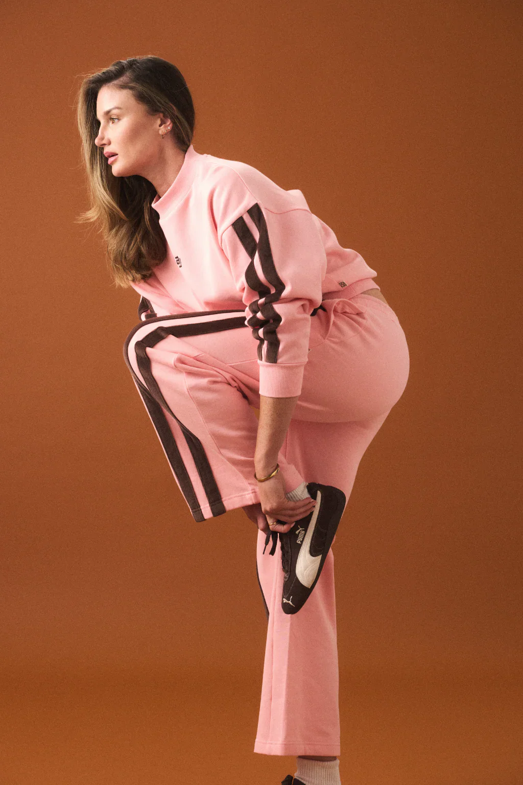 ARAMINTA JAMES Womens AJ Logo Stripe Trackpant in Rose Quartz - Image 2