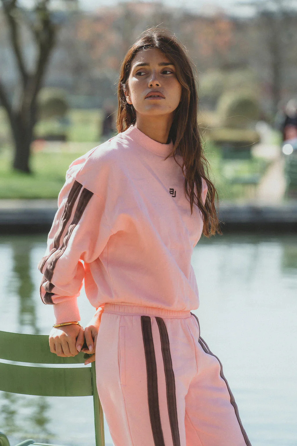 ARAMINTA JAMES Womens AJ Logo Sweatshirt in Rose Quartz - Image 7