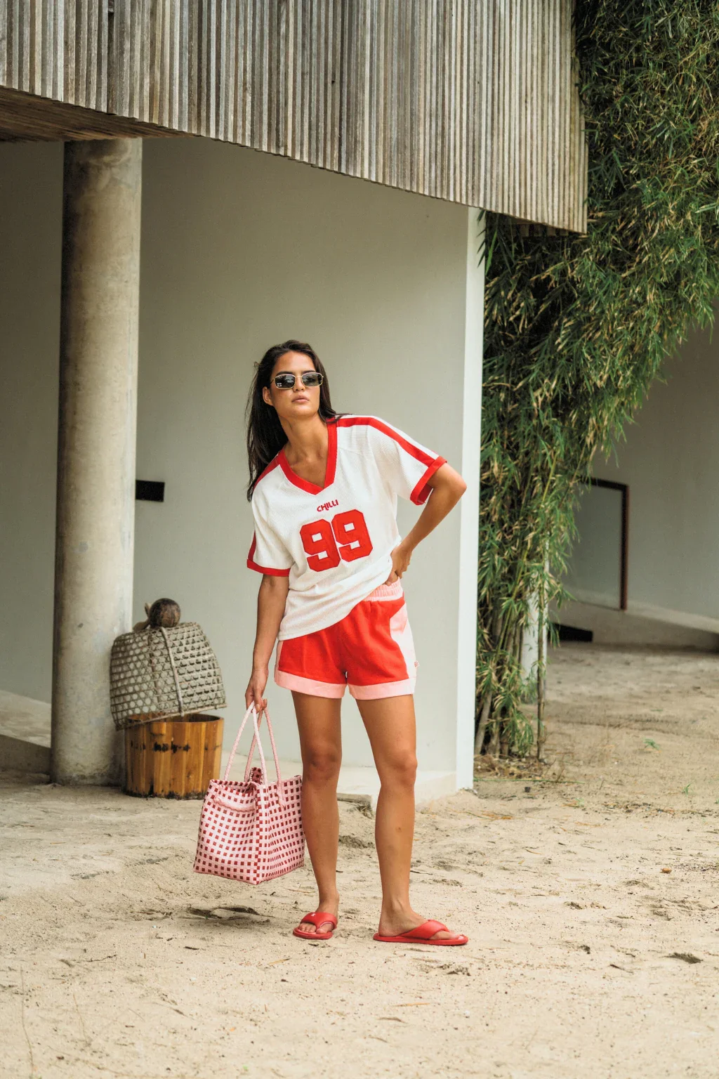 ARAMINTA JAMES Womens Chilli 99 Waffle Tee in Coconut - Image 4