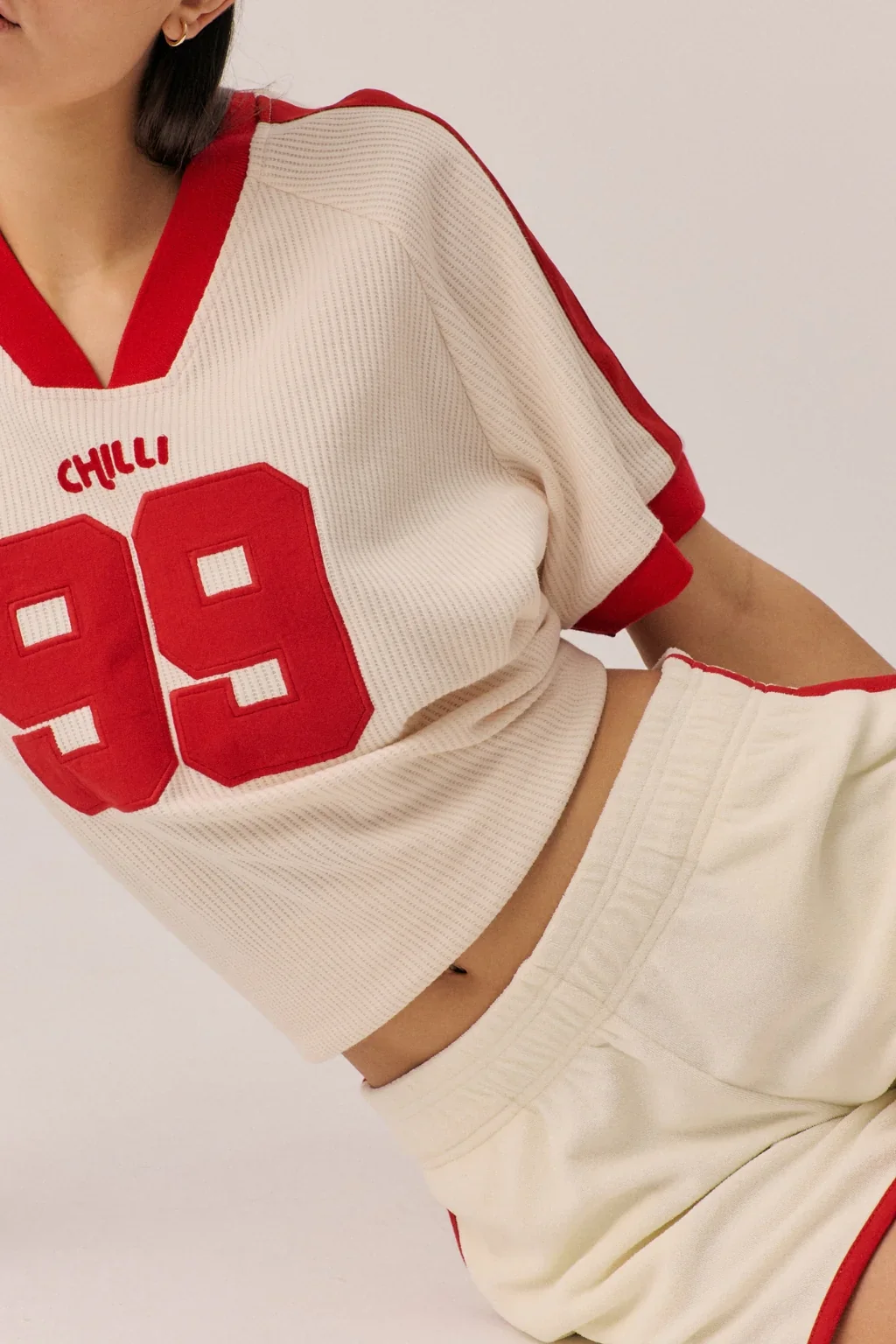 ARAMINTA JAMES Womens Chilli 99 Waffle Tee in Coconut - Image 7