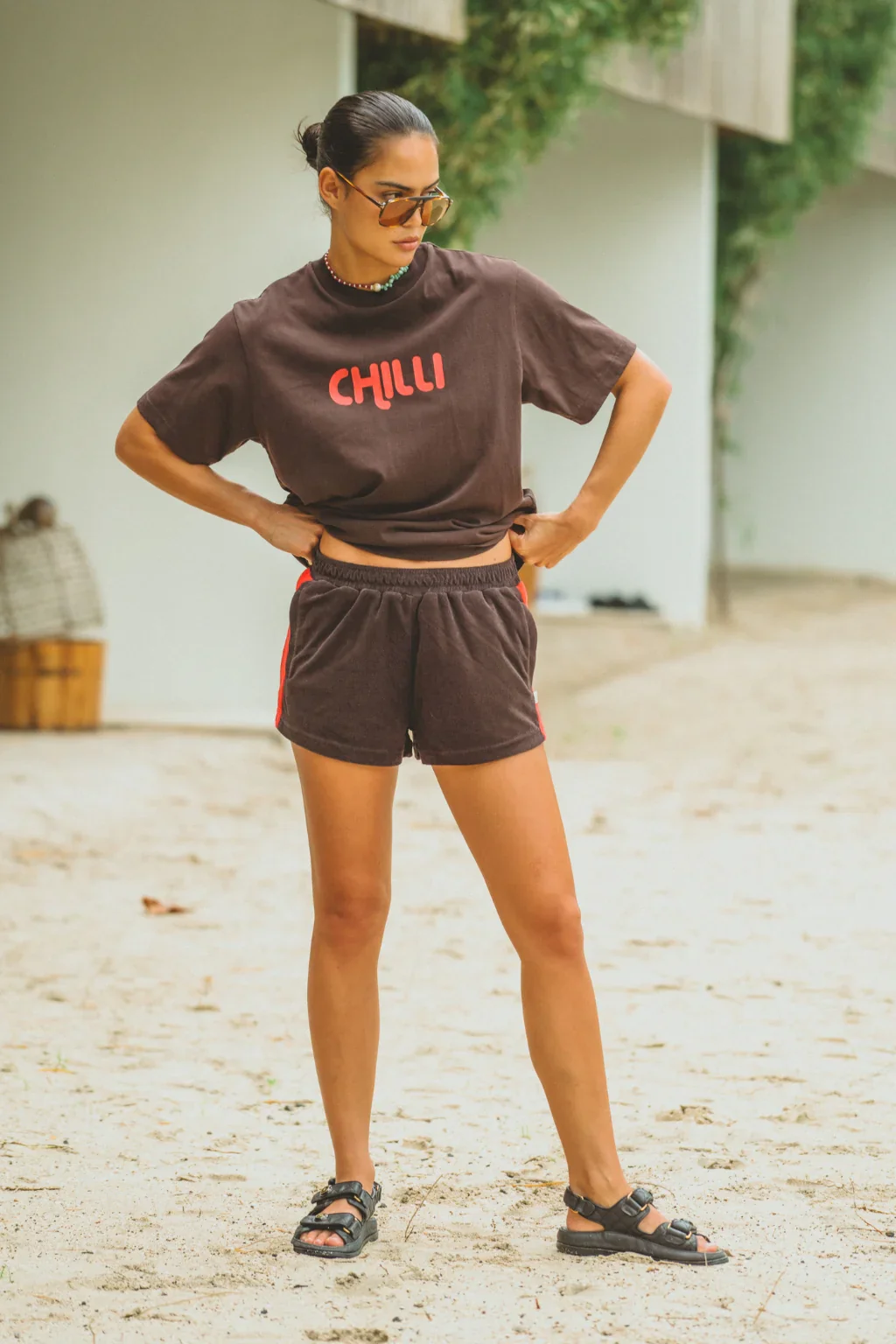 ARAMINTA JAMES Womens Chilli Tee in Mocha - Image 3