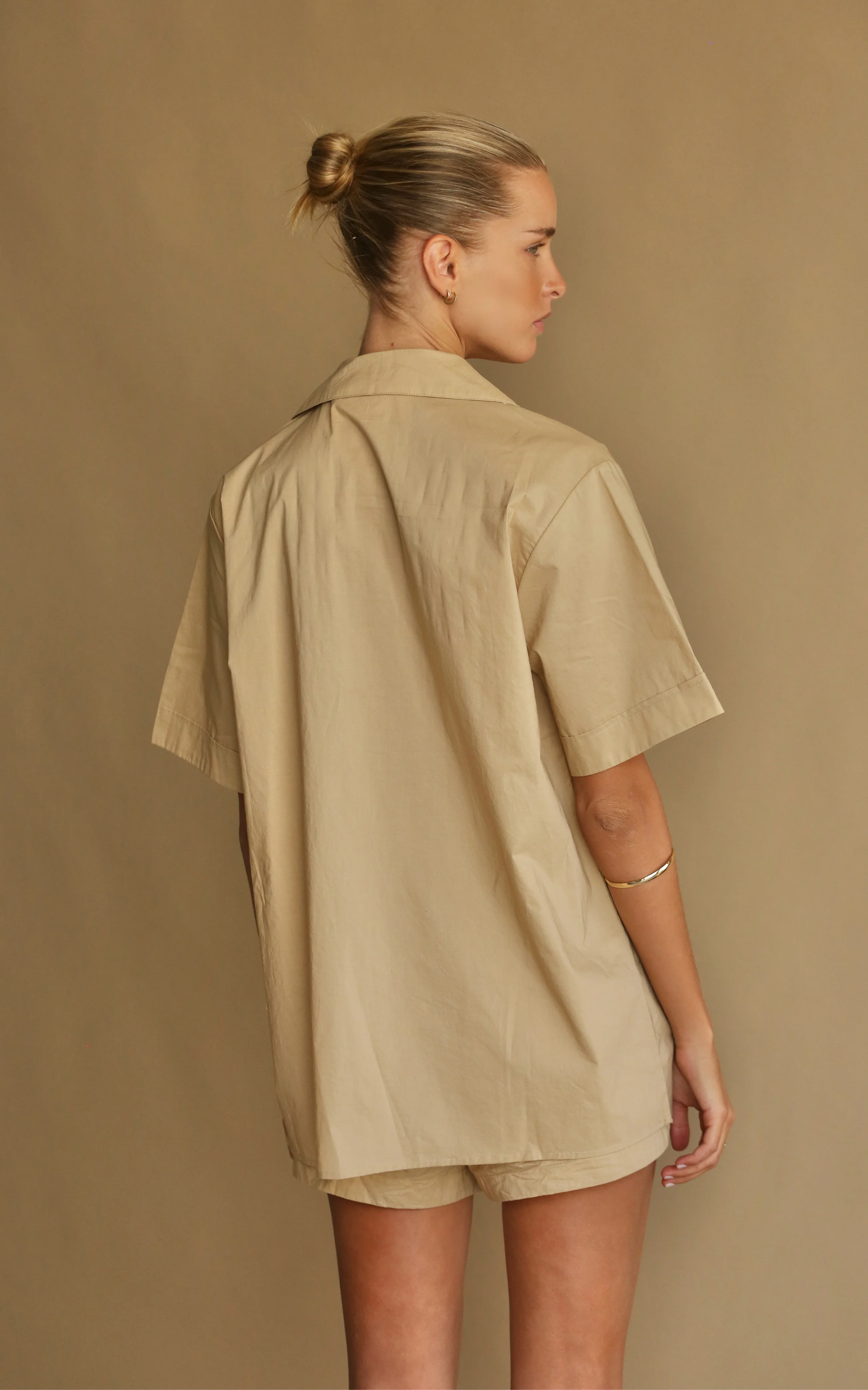 ARAMINTA JAMES Womens Coconut Cotton Shirt Set - Coffee - Image 4