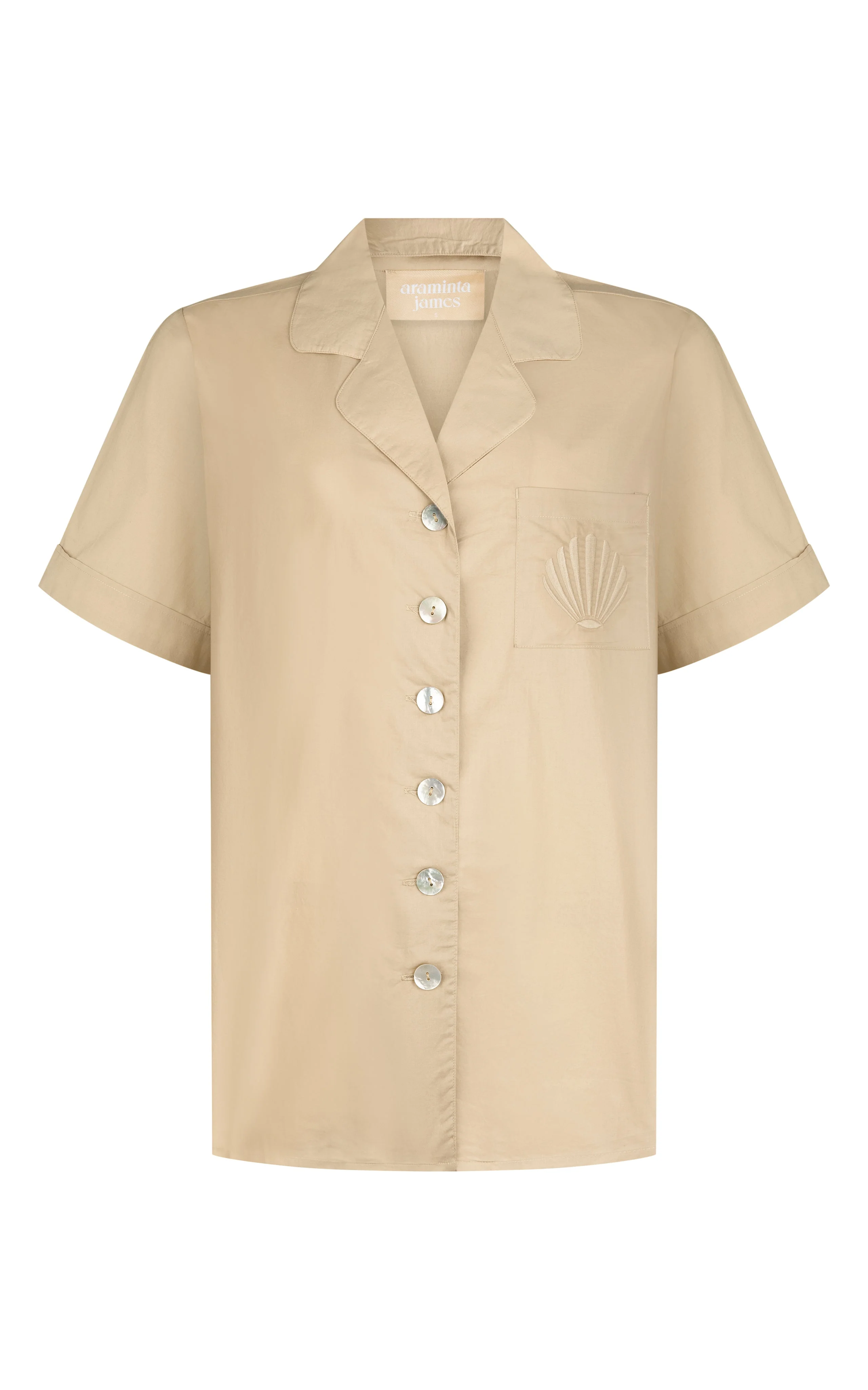 ARAMINTA JAMES Womens Coconut Cotton Shirt Set - Coffee - Image 7
