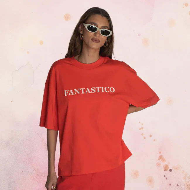 ARAMINTA JAMES Womens Fantastico Tee - Lobster Red - Image 3