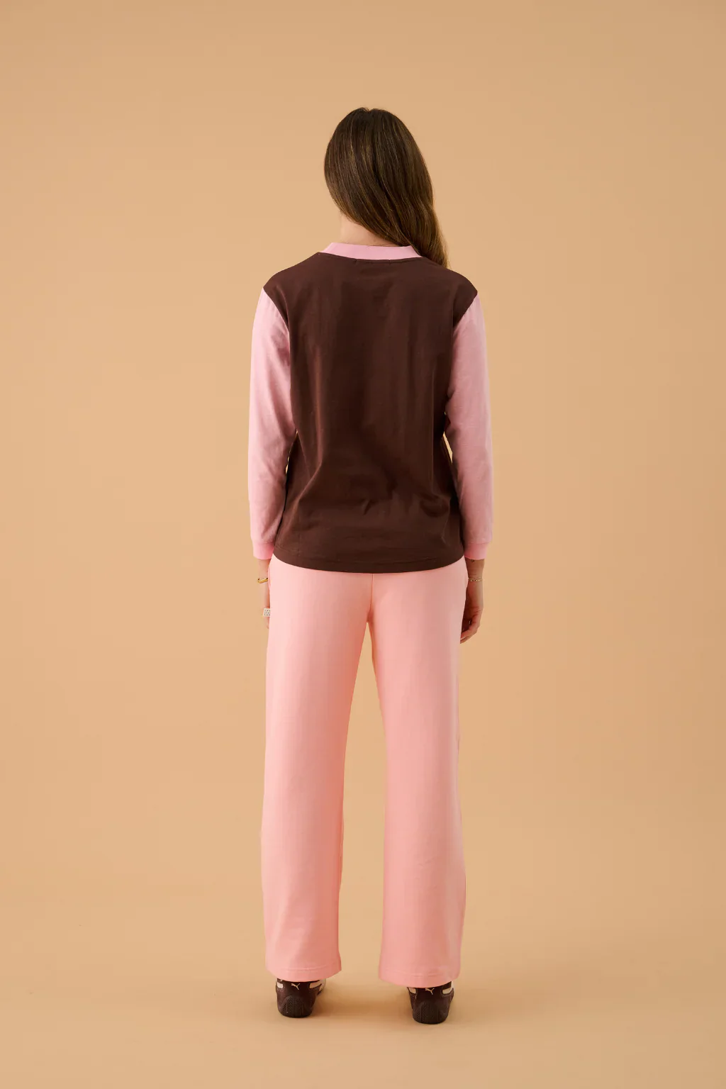 ARAMINTA JAMES Womens James Splice Long Sleeve Tee in Rose Quartz - Image 4