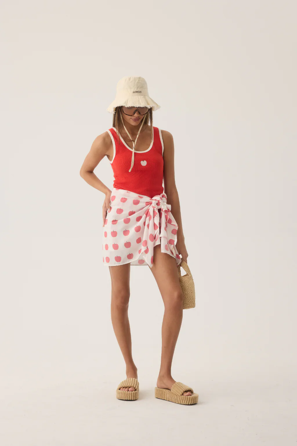 ARAMINTA JAMES Womens Manzana Rib Tank in Apple Red - Image 5