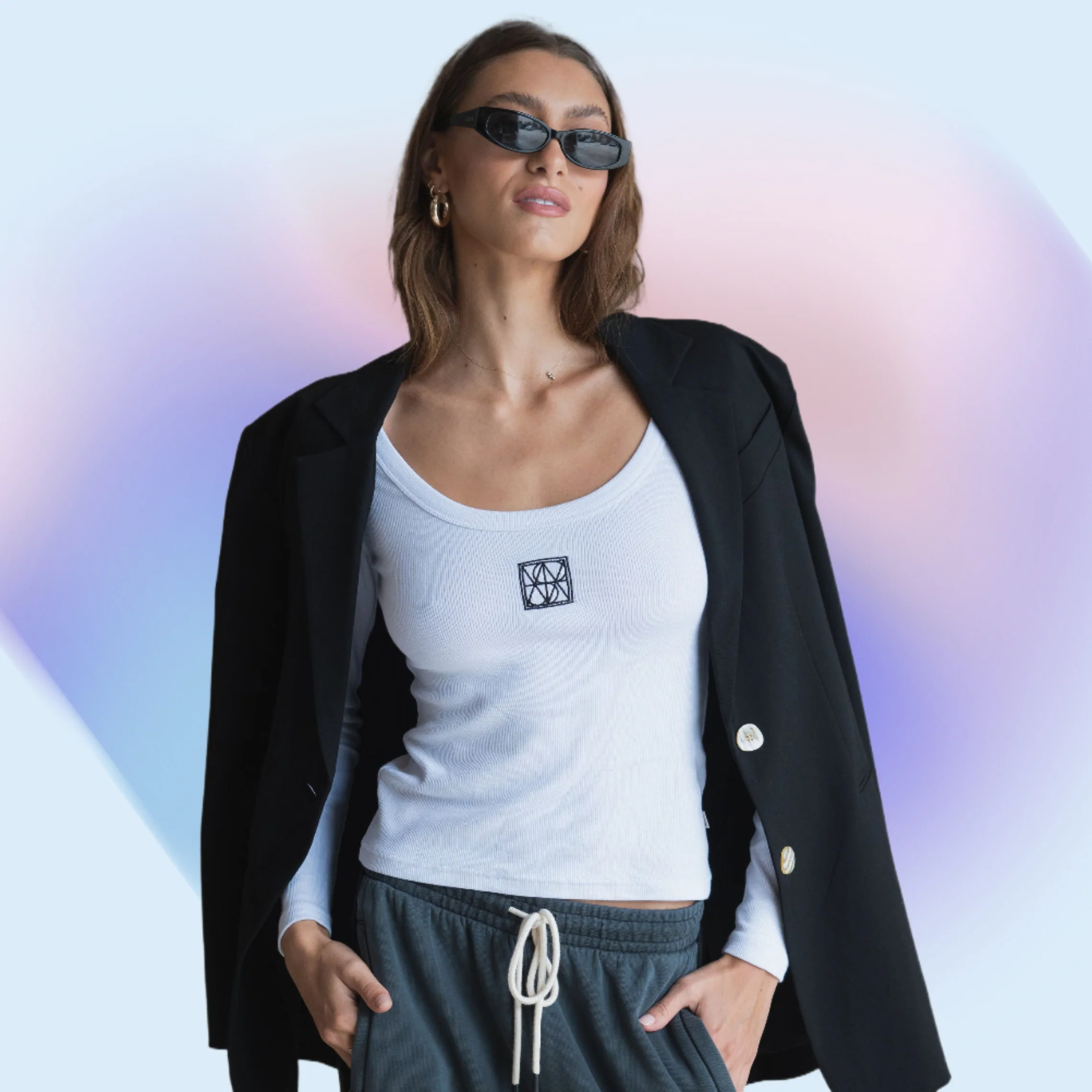 ARAMINTA JAMES Womens Monogram Long Sleeve Top Snow - Image 9
