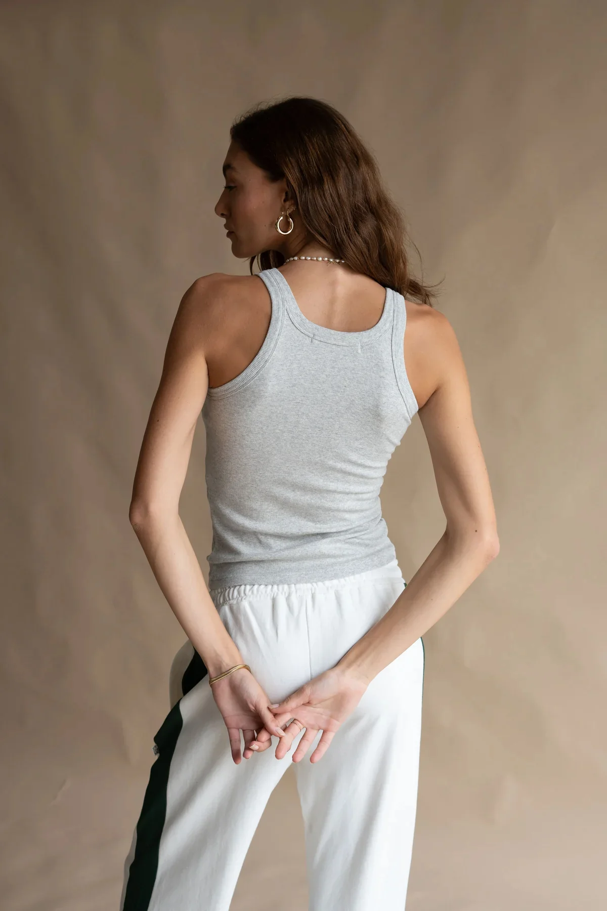 ARAMINTA JAMES Womens Monogram Tank Grey Marle - Image 3