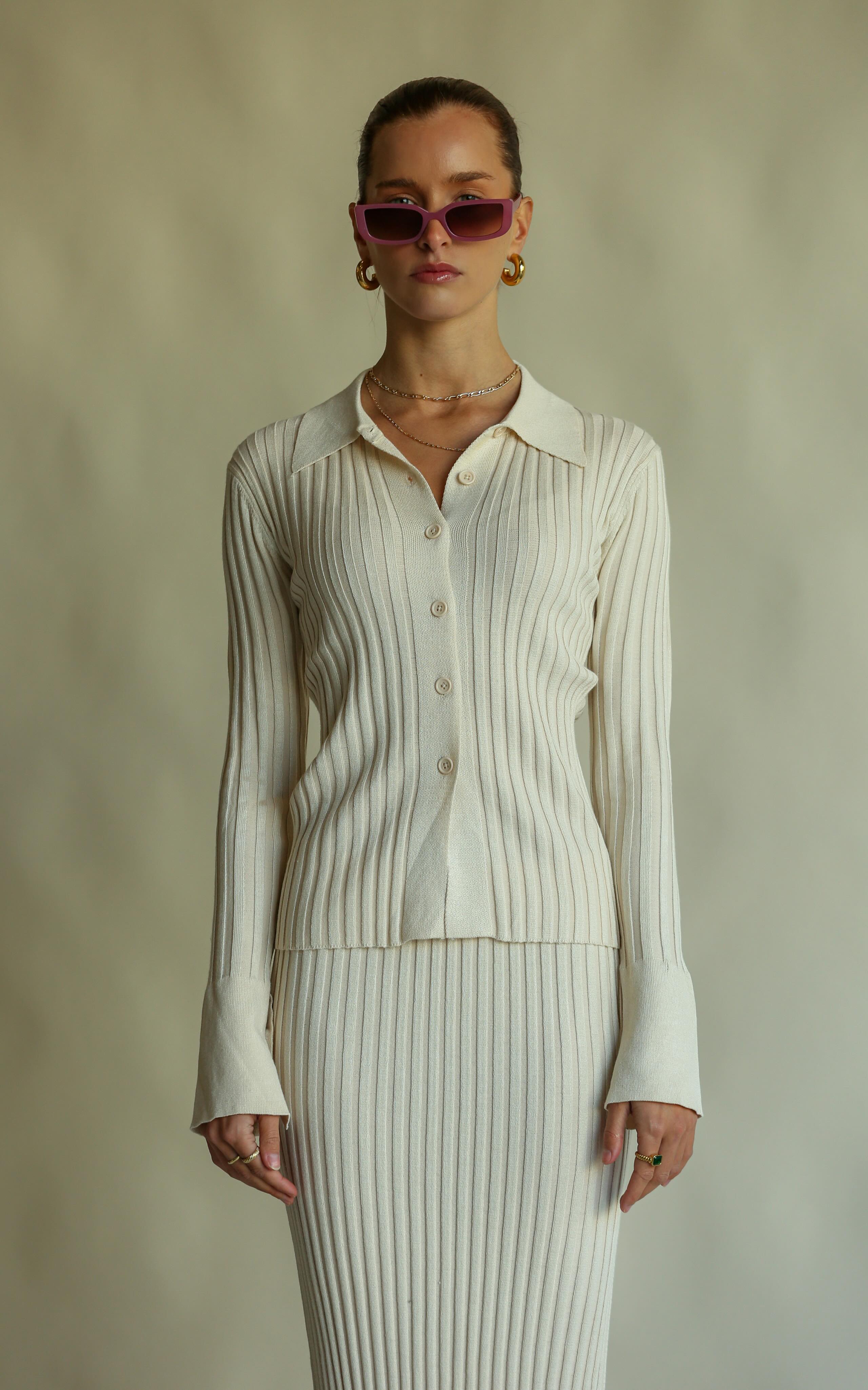 ARAMINTA JAMES Womens Moon Rise Knit Top - Eggnog - Image 4