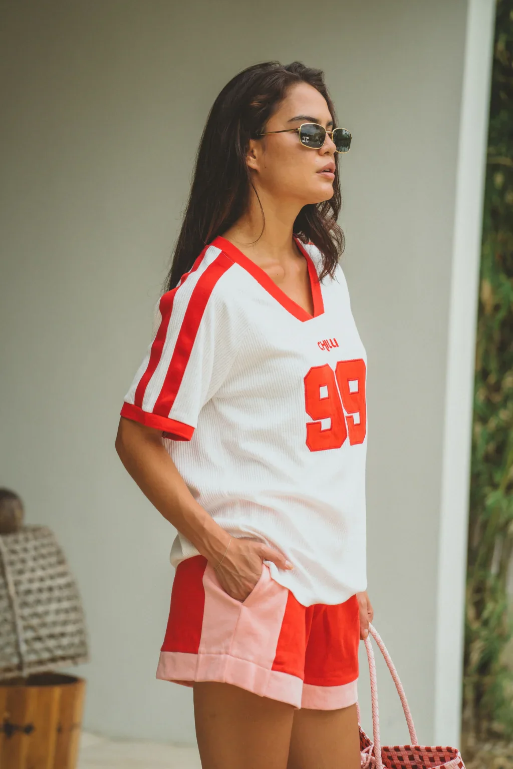 ARAMINTA JAMES Womens Retro Track Short in Poppy Red - Image 3