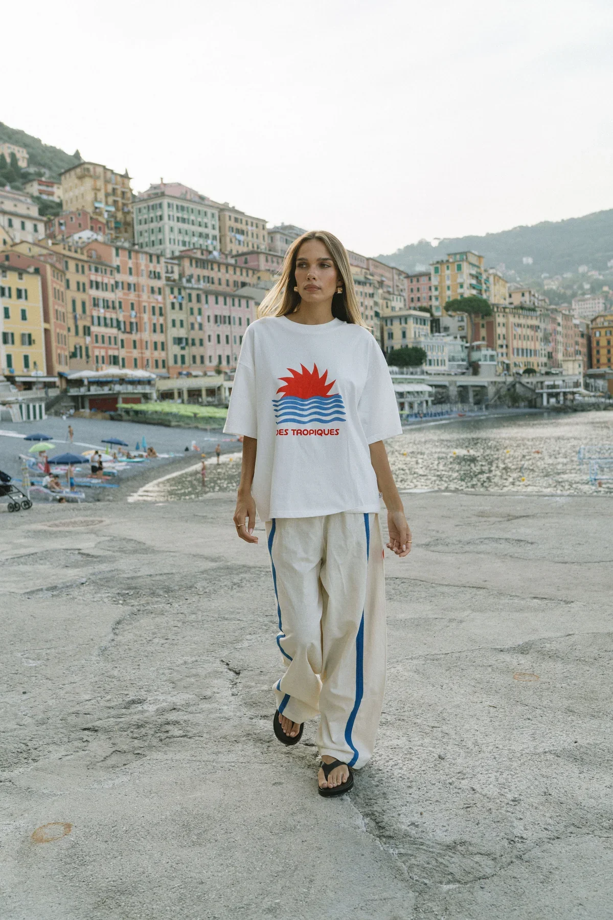 ARAMINTA JAMES Womens Tropiques Oversized Tee in Warm White - Image 5