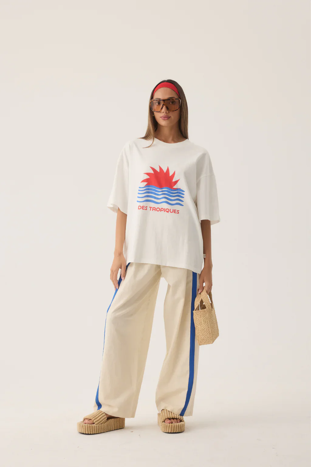 ARAMINTA JAMES Womens Tropiques Oversized Tee in Warm White - Image 6