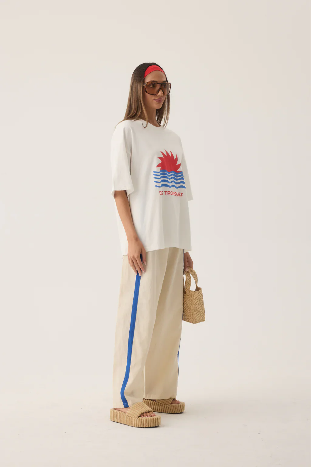 ARAMINTA JAMES Womens Tropiques Oversized Tee in Warm White - Image 7
