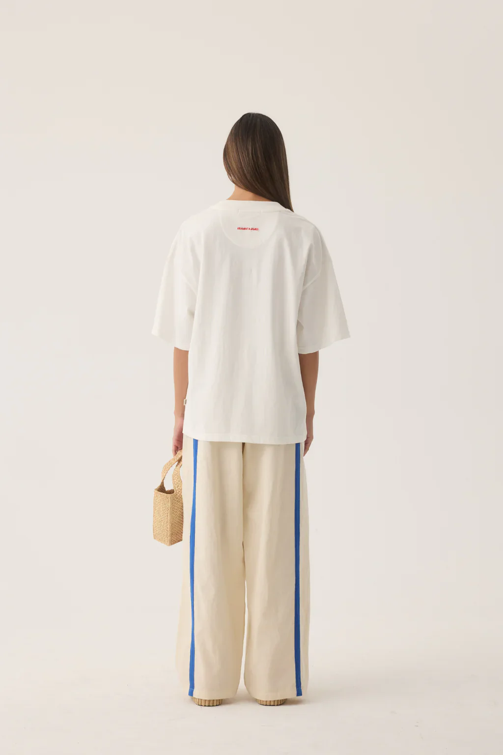 ARAMINTA JAMES Womens Tropiques Oversized Tee in Warm White - Image 8