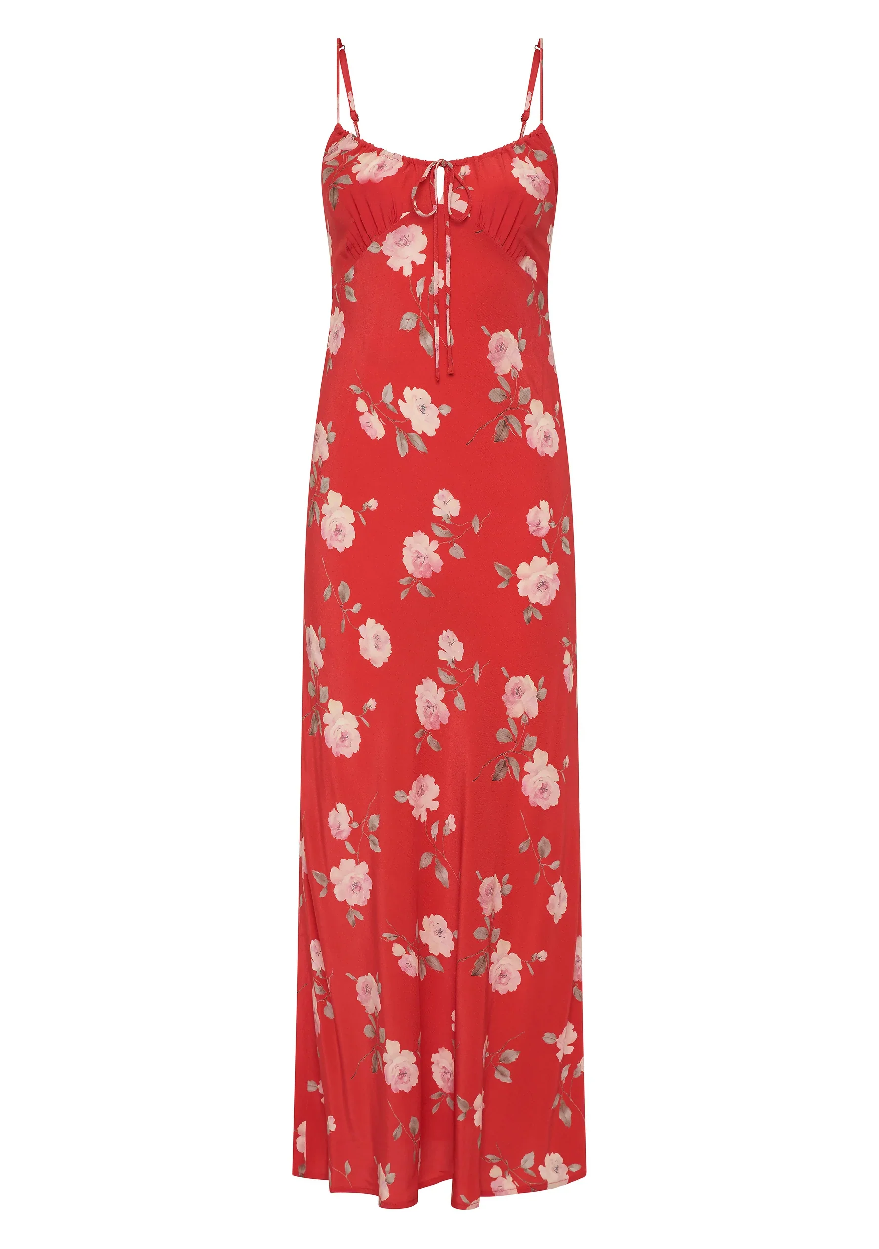 AUGUSTE THE LABEL Womens Anne Tie Slip Maxi Dress in Red Nova Floral - Image 3