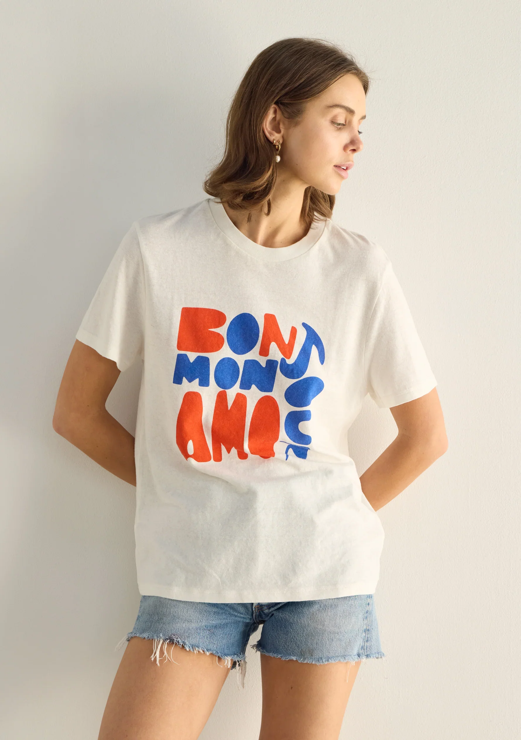 AUGUSTE THE LABEL Womens Bonjour Classic Tee  in White - Image 3
